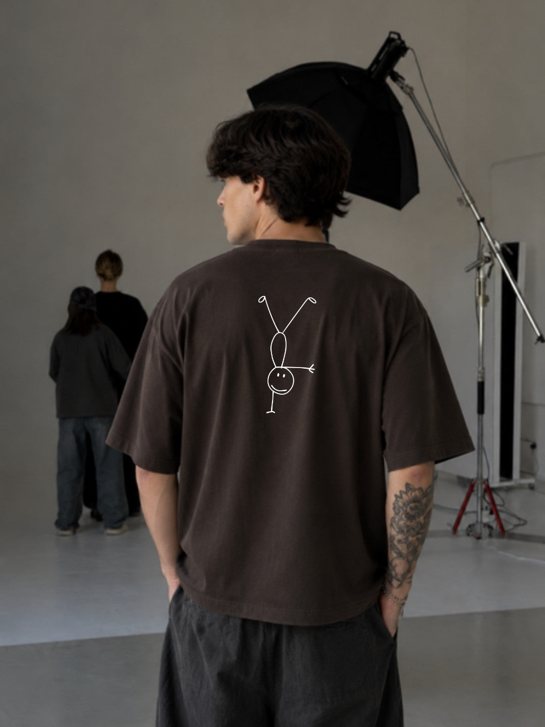 Coffee brown Anti Basic t-shirt back studio