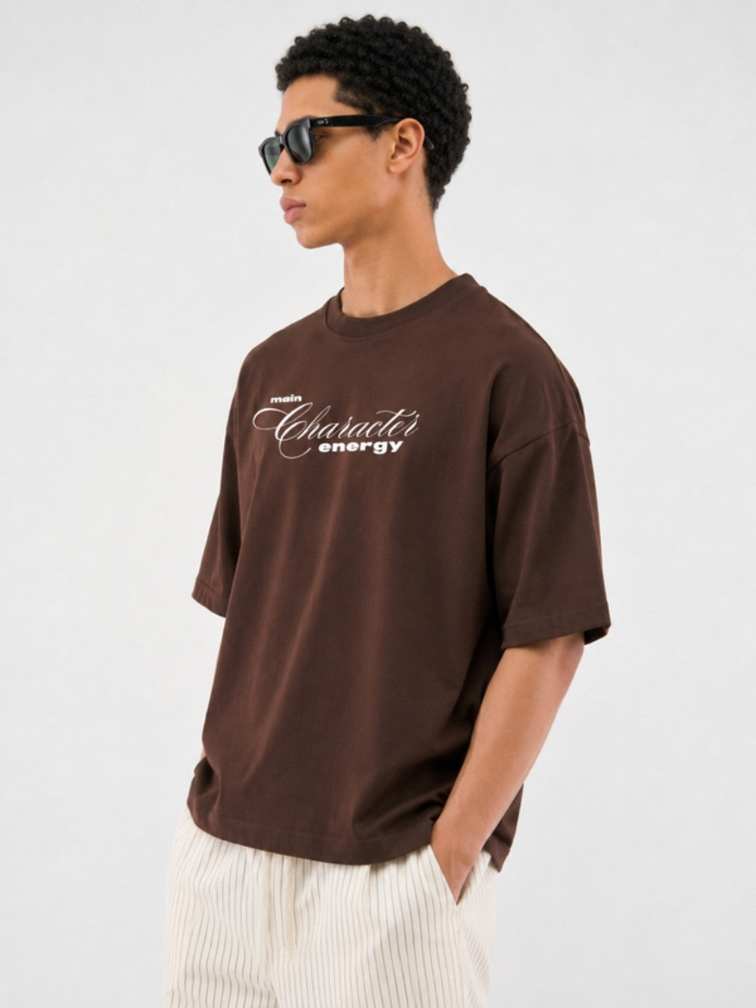 Coffee brown Main Character t-shirt lifestyle