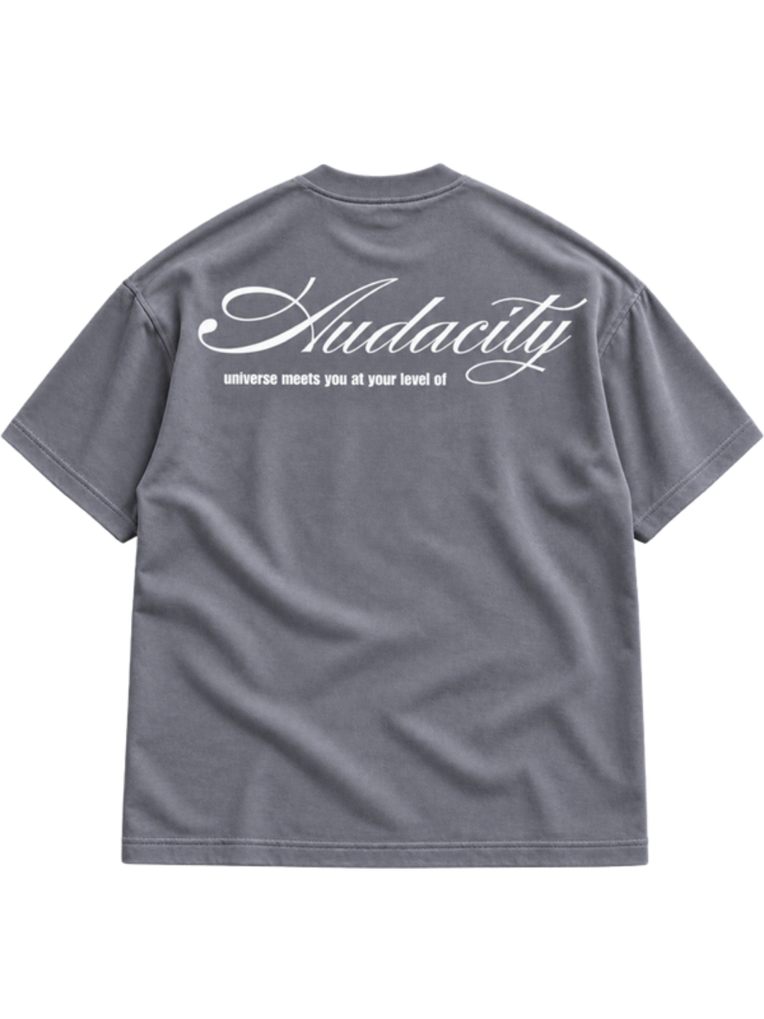 Audacity Grey white print t-shirt mockup