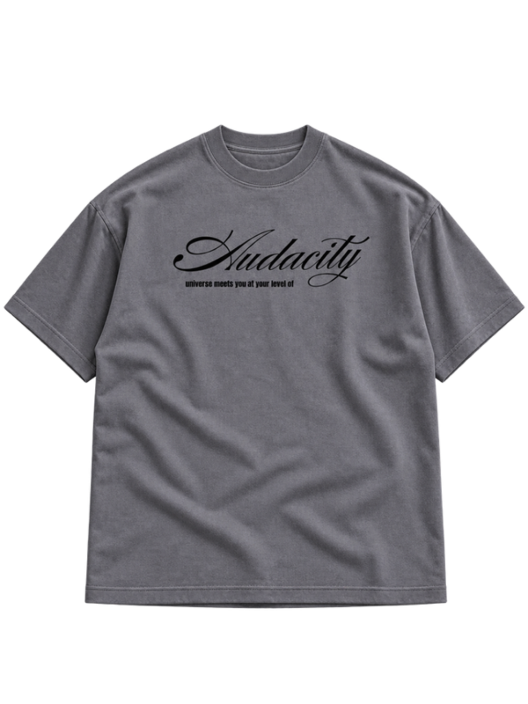 Audacity Grey black print t-shirt mockup