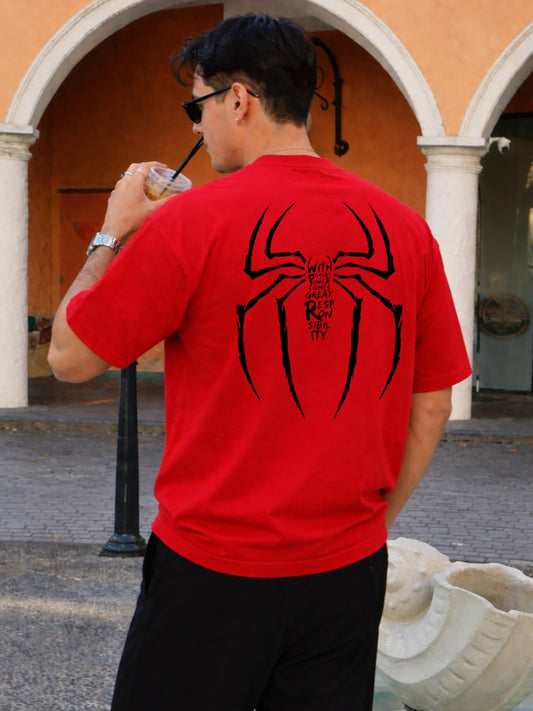 Red Oversized Spiderman tee