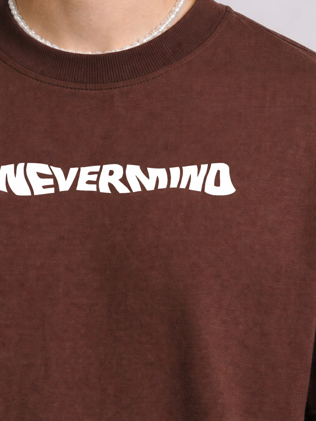 Never-mind Brown Oversized tee