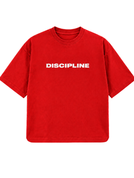 Red DISCIPLINE oversized tee