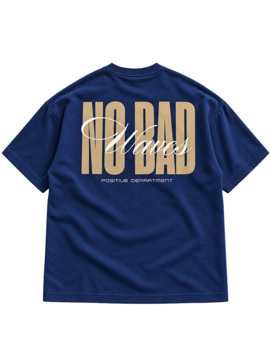 No Bad Waves Navy t-shirt mockup