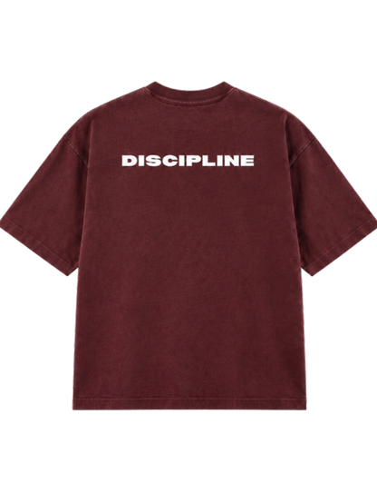 Maroon DISCIPLINE t-shirt mockup