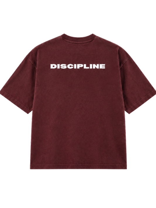 Maroon DISCIPLINE t-shirt mockup