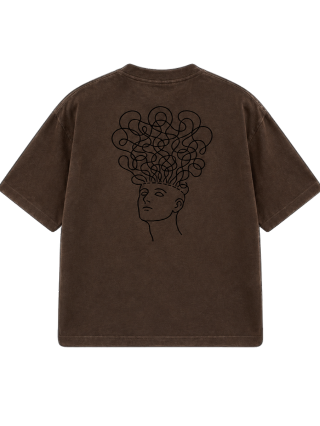 Brown line art t-shirt mockup