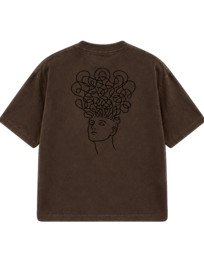 Brown line art t-shirt mockup