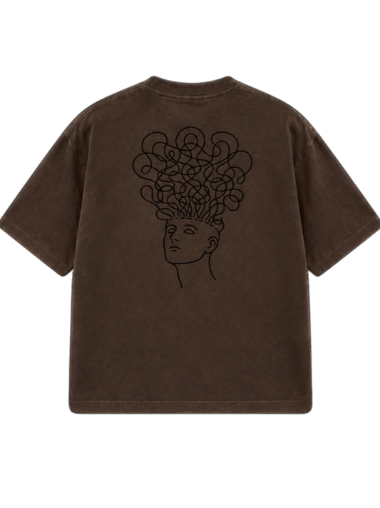 Brown line art t-shirt mockup