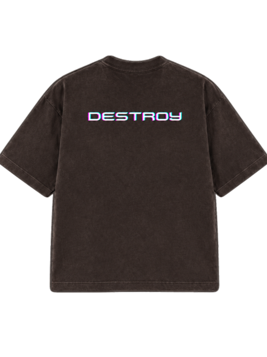 Coffee brown DESTROY t-shirt mockup