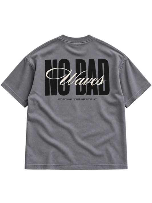 No Bad Waves Grey t-shirt mockup