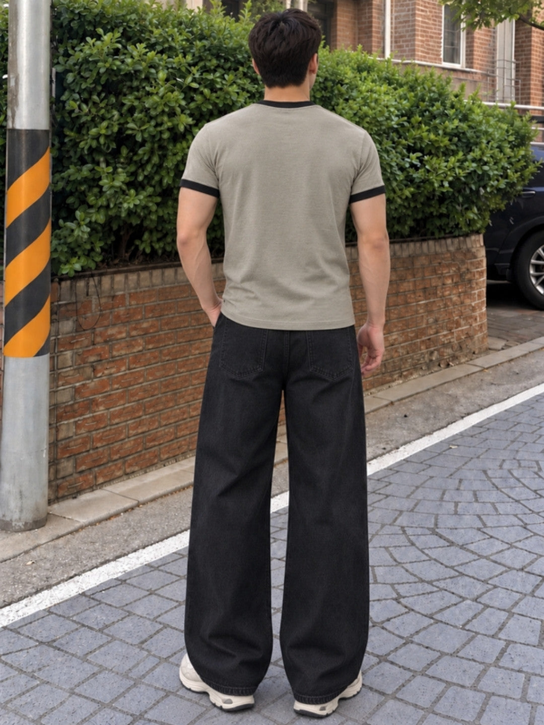 Khaki ringer t-shirt back