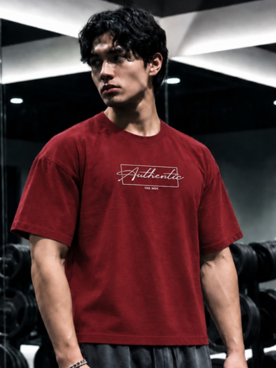 Red Authentic t-shirt model
