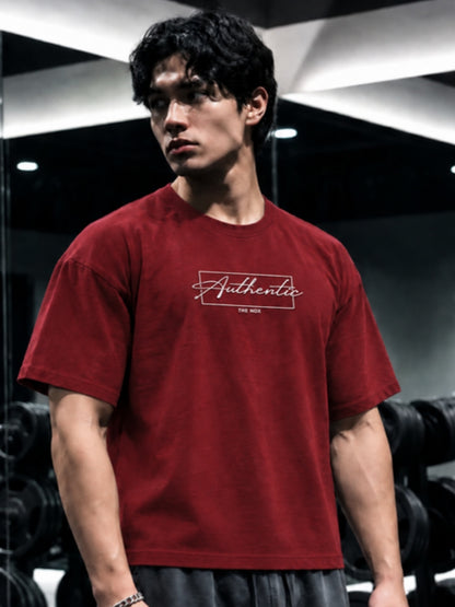 Red Authentic t-shirt model