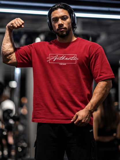 Red Authentic t-shirt gym front