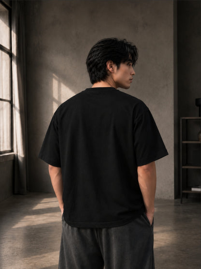 Black boxy t-shirt back