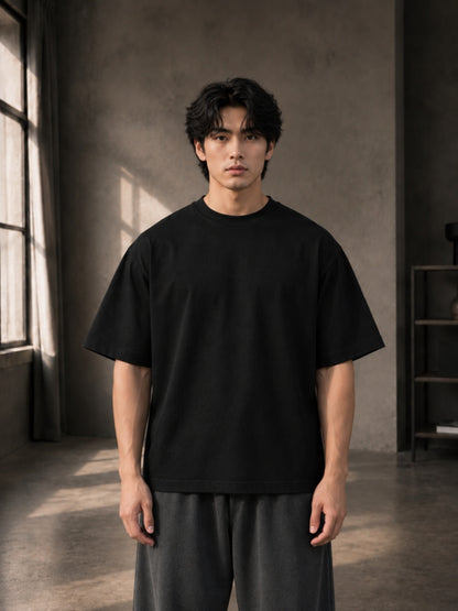 Black boxy t-shirt front