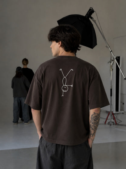 Coffee brown Anti Basic t-shirt back studio