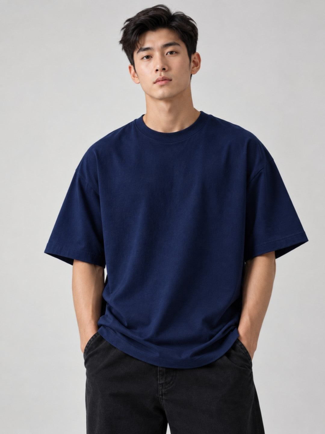 Navy boxy t-shirt front