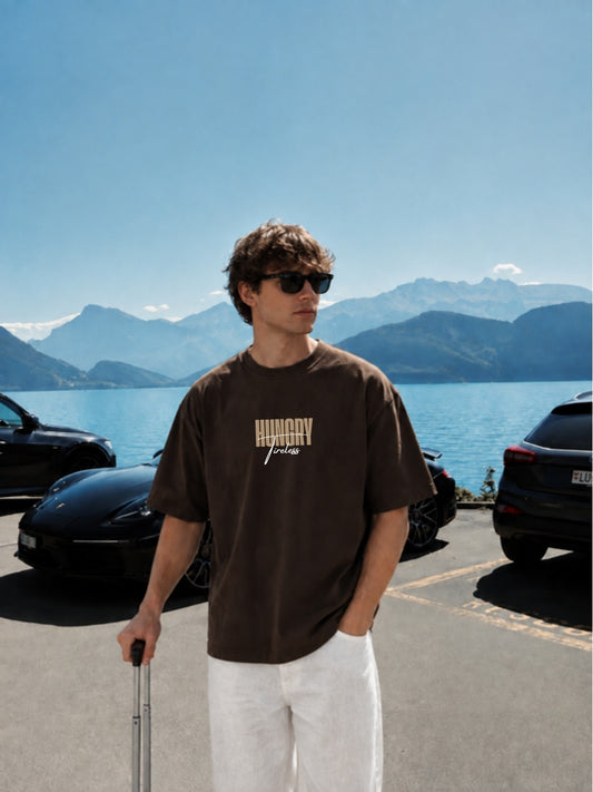 Coffee brown Hungry t-shirt front