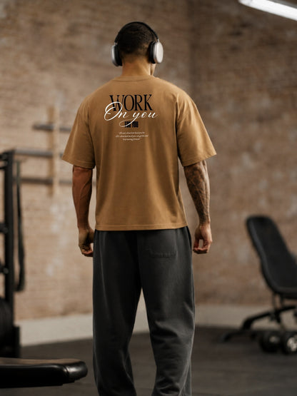 Camel brown Work On You t-shirt back