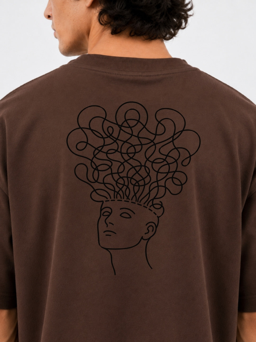 Brown line art t-shirt styled