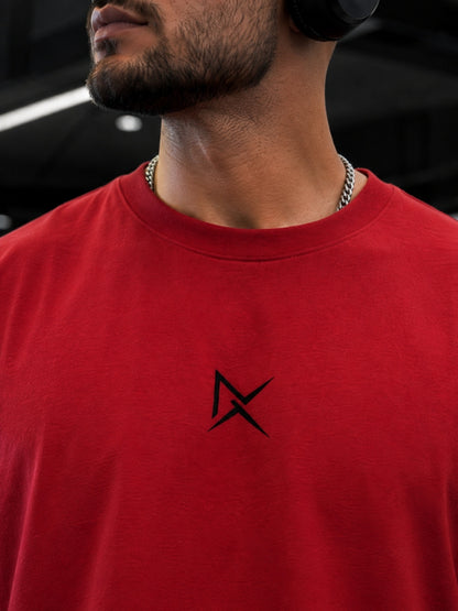 Red NEVERMIND t-shirt styled