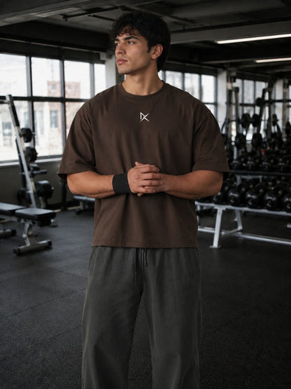 Coffee brown t-shirt front with NOX logo