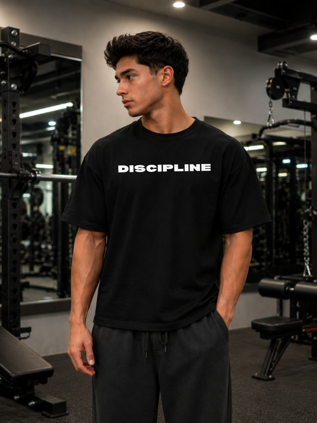Black DISCIPLINE t-shirt front