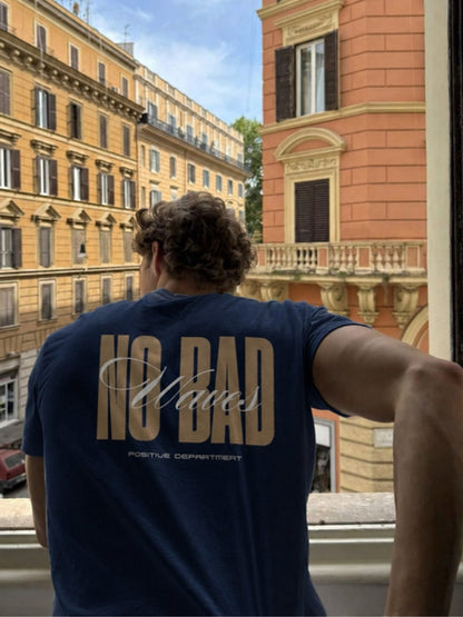 Navy No Bad Waves t-shirt lifestyle