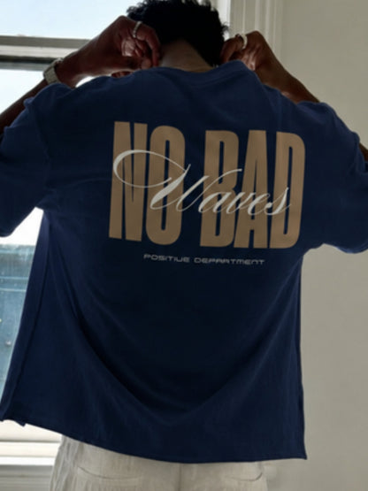 Navy No Bad Waves t-shirt side