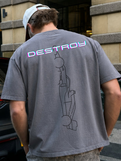 Charcoal grey DESTROY t-shirt styled