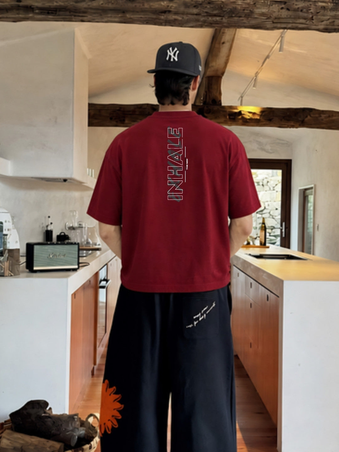 Maroon DISCIPLINE t-shirt styled