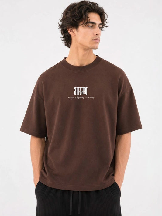 Brown line art t-shirt front