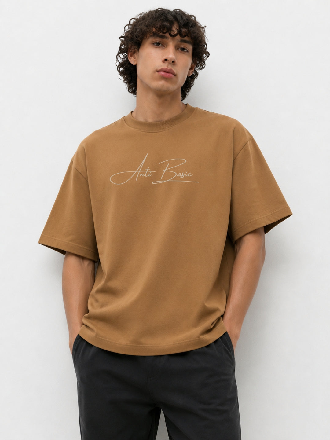 Camel-brown boxy tee