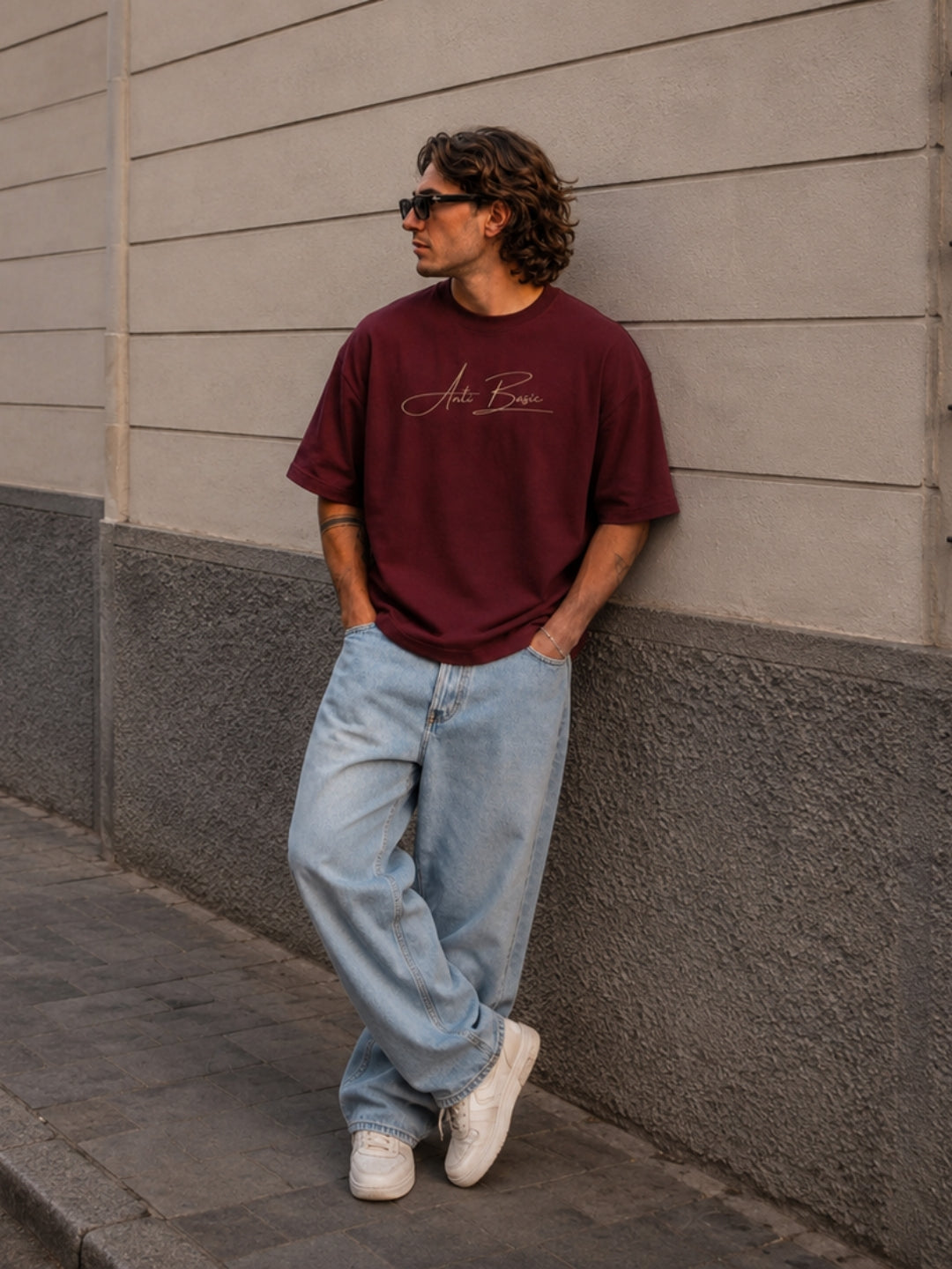 Maroon boxy tee