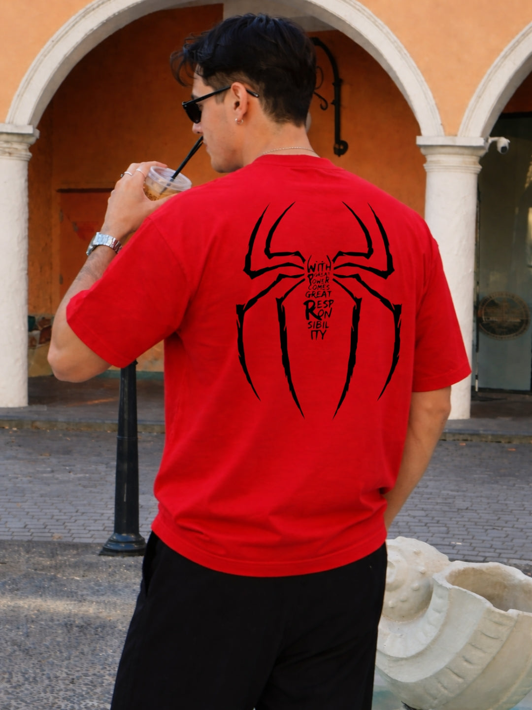 Red Oversized Spiderman tee