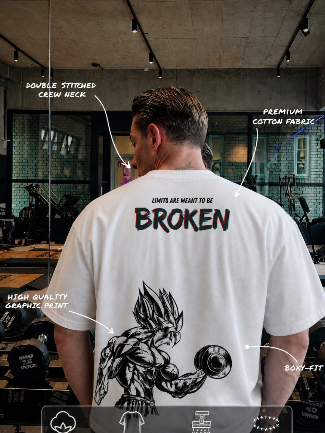 Limits Are Meant To Be Broken: White Oversized T-Shirt