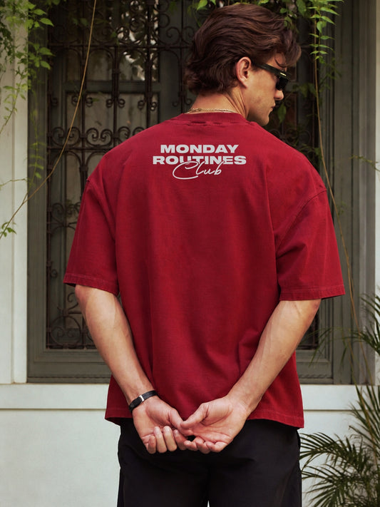 Monday Routine Club : Maroon Oversized tee