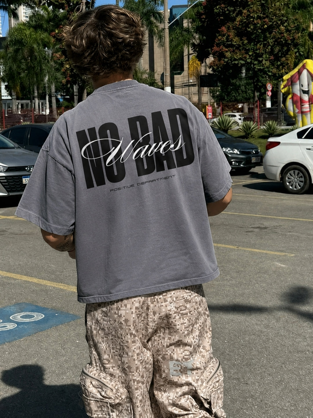 Good vibes only - Grey Oversized T-Shirt