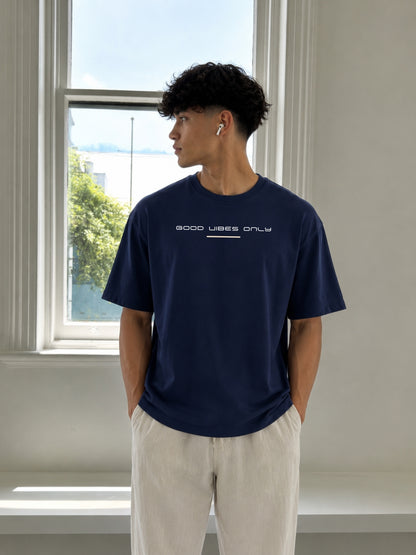 Good vibes only - Navy-blue Oversized T-Shirt