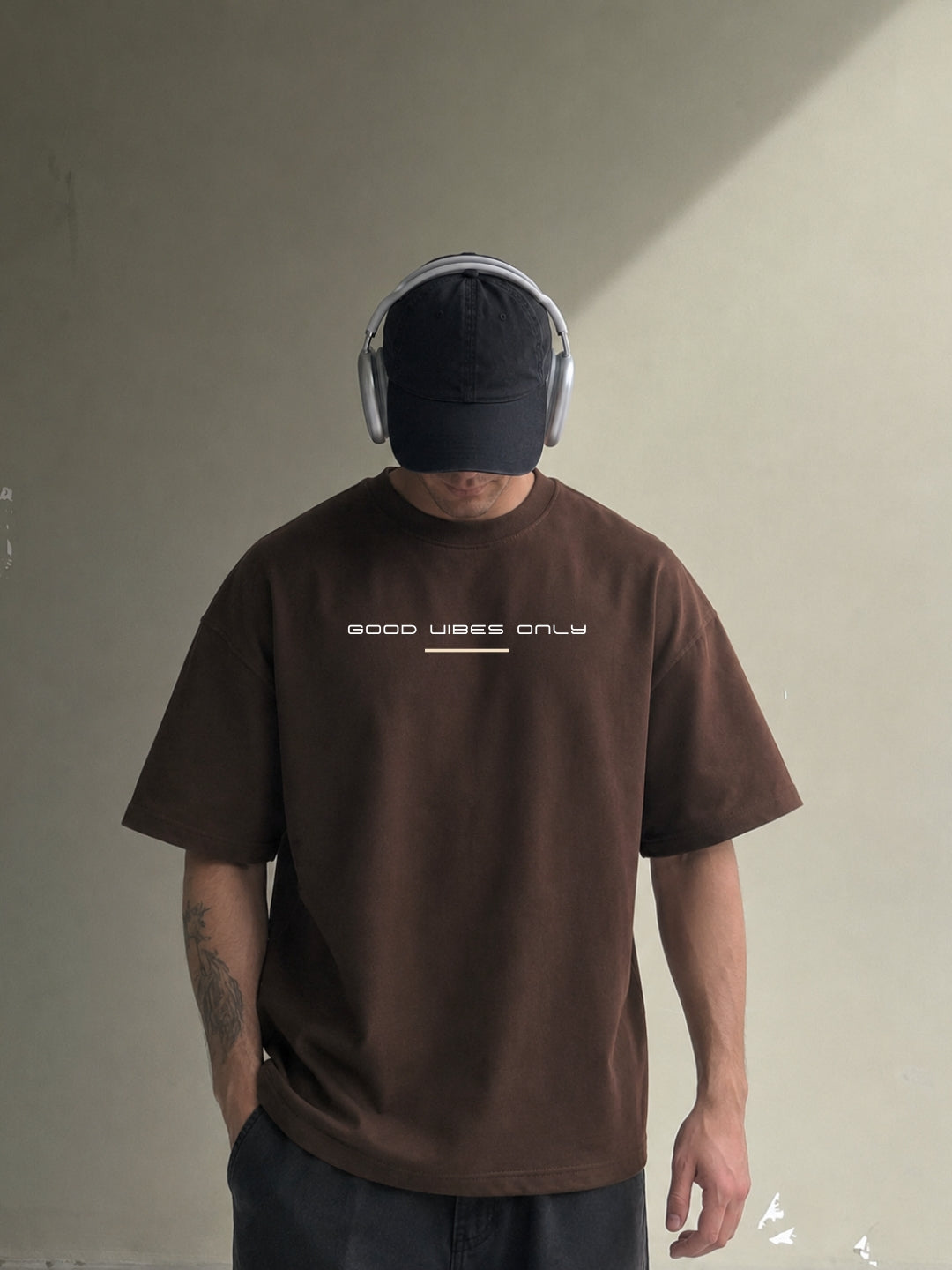 Good vibes only - Brown Oversized T-Shirt