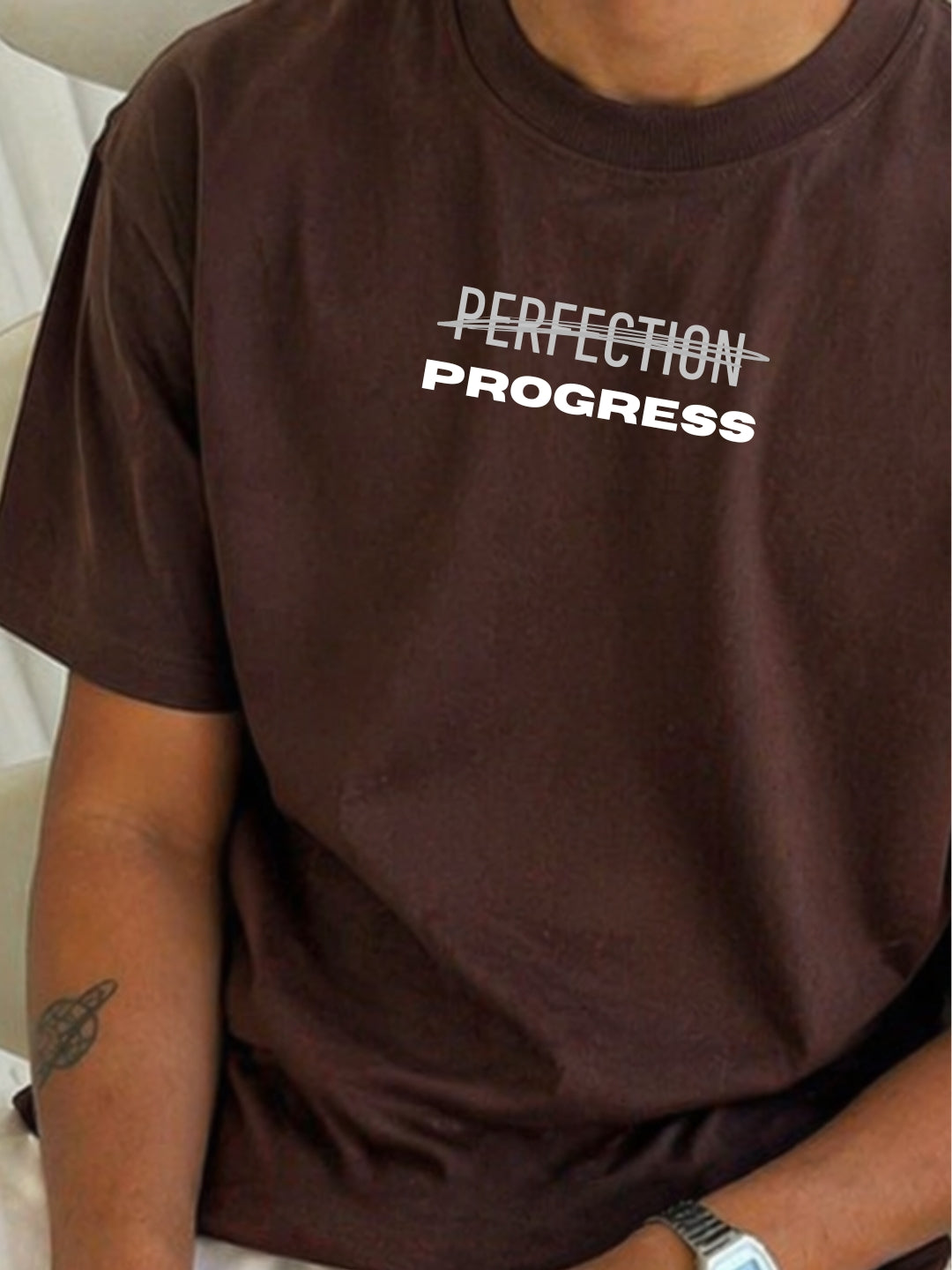 Men’s Brown Oversized Progress T-Shirt