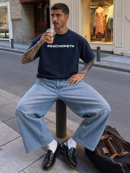 Psychopath Navy Blue Oversized Tee