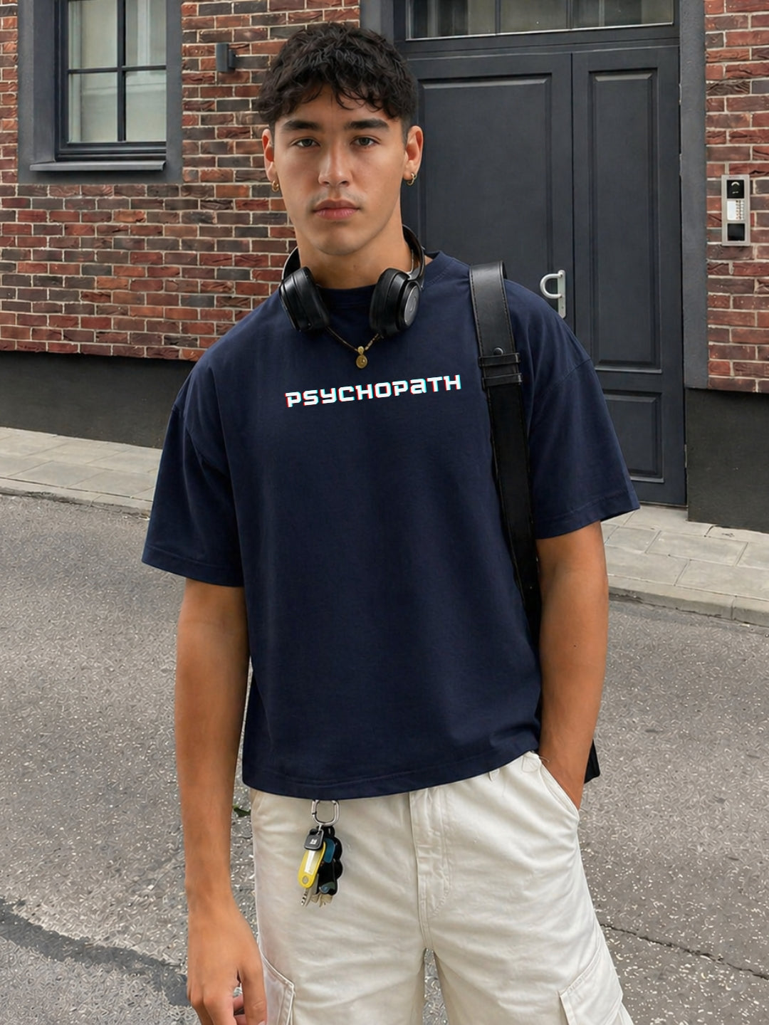 Psychopath Navy Blue Oversized Tee