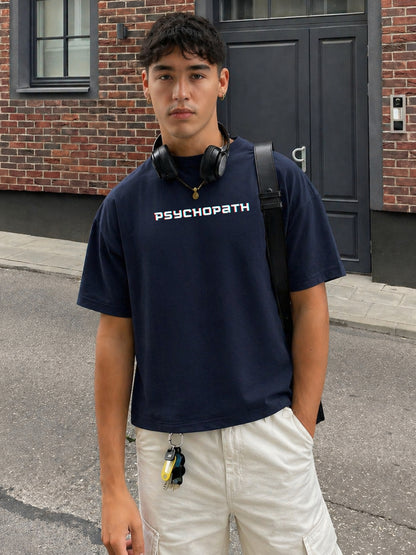 Psychopath Navy Blue Oversized Tee