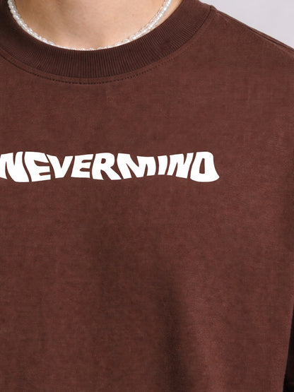 Never-mind Brown Oversized tee