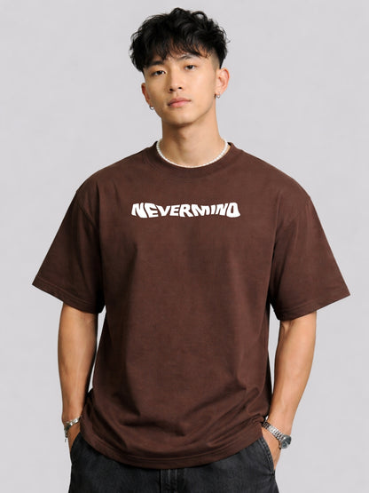 Never-mind Brown Oversized tee